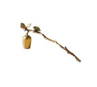 perfeclan Portavelas de Latón Antiguo Candelabro Apagavelas Soporte para Velas Centro de Mesa con Mango Alargado y Hoja de Ginkgo con Mariposa Adecuado para Sala de Estar Mesa Auxiliar Repisa Regalo