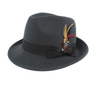 Perfeclan Sombrero de Jazz de Panamá, sombrero Trilby de ala corta, gorra de Jazz para caballero, sombreros Fedora para hombres y mujeres, decoración de, GRIS