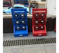 Perfeclan Soporte de Exhibición Miniatura 1 64 Estante Rack Accesorio de Resina con Acabado Realista para y Discos Organización Ordenada en Mesa de Arena, Azul, Bastidor De Volante
