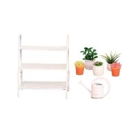 perfeclan Soporte para Flores Juego de Mini Estante para Plantas Accesorios de Casa de Muñecas Modelo en Miniatura Ornamento para Niños Fotografía Simulación, Blanco