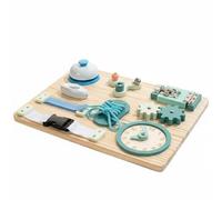 Perfeclan Tablero de Aprendizaje para Niños Tablero Educativo Tablero Ocupacional Tablero Manipulativo Tablero Sensorial de Madera con Laberinto de y Piezas, Azul