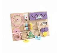 Perfeclan Tablero de Aprendizaje para Niños Tablero Educativo Tablero Ocupacional Tablero Manipulativo Tablero Sensorial de Madera con Laberinto de y Piezas, Rosa