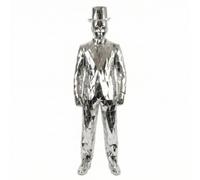 Perfeclan Traje de Escenario Traje de Actuación Conjunto de Chaqueta y Pantalón de Brillante con Superficie de Espejo Reflexiva Que la Presencia Adecuado para, Plateado, L