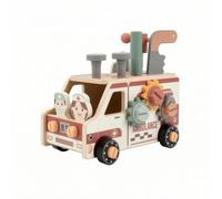 Perfeclan Vehículo de Montaje Infantil Camión de Herramientas Juguete Mecánico de Madera con Tornillos Tuercas Engranajes y Llave Grande Impulsa Exploración, Coche De Ambulancia Desmontable