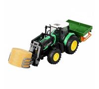 Perfeclan Vehículo Infantil Tractor Juguete Agrícola Remolque Útil Tractor de Granja Control Remoto con Luces Brazo Móvil y Tráiler Adecuado para Niños Interior Ambientaciones Rurales, Verde