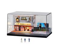 Perfeclan Vitrina de exhibición de maquetas de vehículos a Escala 1/64, Diorama japonés con LED, Escena de Tienda de Ramen DIY para Figuras de acción,