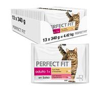 PERFECT FIT Comida Húmeda para Gatos Adultos Sabor Pollo y Ternera (13 paquetes x 4 sobres x 85 g)
