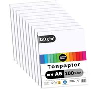 perfect ideaz 100 hojas cartulina DIN-A5 blanca 120 g/m², papel manualidades blanco, fabricado en Alemania