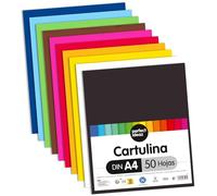 perfect ideaz cartulina cuché A4 de colores 50 hojas, cartulina, de color, en 10 colores diferentes, grosor de 300g/m², hojas de la máxima calidad