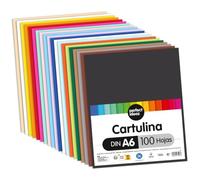 perfect ideaz cartulina cuché A6 de colores 100 hojas, cartulina, de color, en 10 colores diferentes, grosor de 300g/m², hojas de la máxima calidad