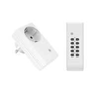 Perfect juego de enchufes controlados por radio, 1 enchufe controlado por radio, 1 mando a distancia por radio, interior, 220-240 V, 1100 vatios, alcance de 30 m, blanco