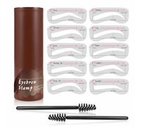 Perfect - Kit de plantillas y sellos para cejas, kit de plantillas para cejas con cepillo para cejas, kit de sello de cejas de un solo paso, aplicador de esponja impermeable de larga duración, kit de