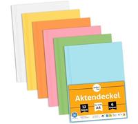 perfect line - 12 portadocumentos DIN A4 - Grapadora estable de cartón reciclado, 250 g/m², 6 colores - respetuoso con el medio ambiente, fabricado en Alemania