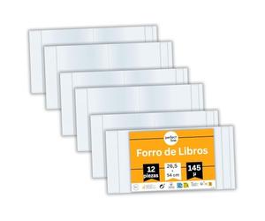 perfect line • 12 x forro de libros ajustable alto 26,5 cm x ancho hasta 54 cm, forro para libros ajustable extrarresistente, forros libros ajustables transparente, pack de ahorro