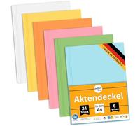 perfect line - 24 portadocumentos DIN A4 - Grapadora estable de cartón reciclado, 250 g/m², 6 colores - respetuoso con el medio ambiente, fabricado en Alemania