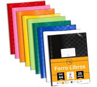 perfect line • 25 forro libros, funda plastico A4 con superficie texturizada, 9 colores diferentes, forro para libros de colores de PP reciclable, forros libros escolares, fabricado en europa