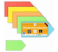 perfect line - 250 tarjetas de moderación, forma de flecha, colores intensos, cartón reciclado de 24 x 10,5 cm, extrafuerte, fabricado en Alemania, certificado Blauer Engel