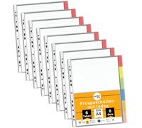 perfect line - 48 fundas DIN A4 con índice - 8 x 6 pestañas - Extra fuertes, transparentes, fundas para registros - indeleble, sin ácidos