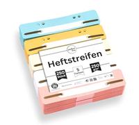 "perfect line Carpeta archivadora 250 Tiras de cartón de cartón Reciclado, Tiras archivadoras de 5 Colores Fabricadas en Alemania, pestañas archivadoras con Certificado Ángel Azul