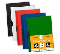 perfect line - carpetas de 25 clips (PP) DIN-A4-5 colores, carpetas de hojas sueltas de plástico reciclable - carpetas de aplicaciones - Made in Germany