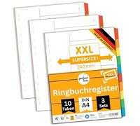 perfect line XXL separadores archivador 4 anillas DIN-A4, de 10 unidades, set de 3, cartón, FABRICADO EN ALEMANIA