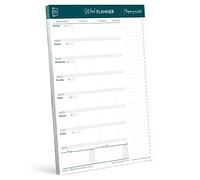 Perfect Planner Company - Planificador de comidas semanal magnético -Diseño desprendible A4 -Lista de compras - Seguimiento de la fecha de caducidad de los alimentos -Verde azulado,vertical,50 páginas