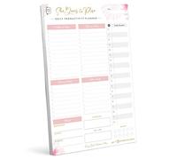 Perfect Planner Company - Planificador de productividad diaria - Bloc de escritorio A4 - Diseño desmontable -Tareas comerciales, personales y domésticas -Planificación de comidas y ejercicio -50 hojas