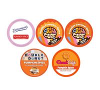 Perfect Samplers Paquete variado de cápsulas de café con especias de calabaza, café de otoño tostado medio para máquinas Keurig K Cups, muestra de fiesta de calabaza, 30 unidades