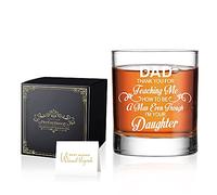 Perfectinsoy Dad Thank You For Teaching Me How To Be A Man Even Though I'M Your Daughter Vaso de whisky con caja de regalo, regalos divertidos para papá de niños, regalos de cumpleaños para papá
