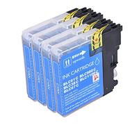 PerfectPrint - 4 cian PerfectPrint cartucho de tinta Compatible reemplazar LC1100 LC980 LC 1100 LC 980 para Brother MFC-250C MFC-255CW MFC-290C MFC-295CN MFC-297C MFC-490CN MFC-5490CN MFC-5890CN MFC-790CW MFC-795CW MFC-6490CW MFC-6890CDW MFC-990CW DCP-145C DCP-163C DCP-165C DCP-167C DCP-18