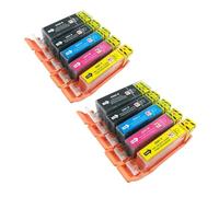 PerfectPrint PGI-520, CLI-521 - Compatible Tinta Cartucho Reemplazo Para Canon Pixma (Negro/Cian/Magenta/Amarillo, 10-Paquete)