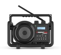 PerfectPro Radio DABBOX, Dab+ y recepción FM, Cargador de batería Integrado para batería Universal, Bluetooth, Recargable, Entrada Auxiliar, Resistente a los Golpes, IP54, DBX3