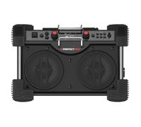 PerfectPro ROCKHART 18V Baustellenradio - Radio de obra digital con DAB+/FM, Bluetooth 5.2, NFC, 60W, 4 altavoces, resistente a golpes y agua (IP44), Negro/Rojo