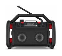 PerfectPro Rockpro Radio Digital Baustellenradio para Lugar de Trabajo, 30W, DAB+ y FM, Bluetooth 5.0, Resistente IP65, Negro/Rojo