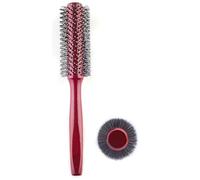 PERFEHAIR Cepillo de pelo redondo pequeño para secado con cerdas de nailon suave, 1.6 pulgadas, para cabello rizado corto o medio, color rojo
