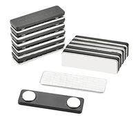 PERFETSELL 12 Set Placas de Identificación Imanes Placa Metalica de Identificacion Badges Magnétiques Soportes Magnético con Imán de 2 Puntos con Cinta Adhesiva para Nombre Identificaciones