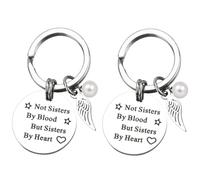 PERFETSELL 2 Pcs Llaveros Amigas para Siempre Regalo Amigas Llaveros para Dos Amigas Llavero Amistad Llavero Originales con Diseño de Perla y Diseño de Alas para Cumpleaños Navidad + 2 Caja de Regalo