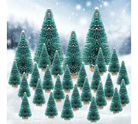 PERFETSELL 28 Pcs Mini árboles de Navidad 4.8/9/13cm Decorados Mini Pino de Navidad Árboles con Efecto Nevado Arboles Pequeños Maquetas Pino de Navidad Nevado para Decoración de Miniatura de Trenes