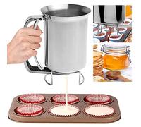 PERFETSELL Dispensador de Masa Magdalenas 900ml Batter Dispenser Dispensador Cupcakes Dispensador de Tortitas y Crepes Dispensador Masa Crepes Dispensador Masa Repostería para Tortitas Cupcakes, Acero