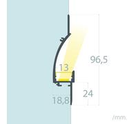 Perfil Aluminio Empotrable para Escayola/Pladur 2m para Tira LED hasta 12mm