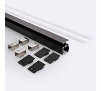 LEDKIA LIGHTING Perfil Aluminio Superficie Doble Cara 2m Negro para Tiras LED hasta 10 mm 2 m