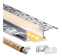 Perfil Aluminio Tira LED 1m 6 Piezas, Perfil LED con Difusor LED Blanco Opalino, Canaleta led Empotrable/Superficial para Iluminación Suave y Uniforme, Compatible Tiras led ≤20mm (SA01, 1M 6 piezas)