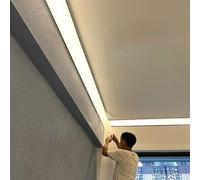 Perfil Aluminio TiraLed Iluminación LED Negra para Riel de Techo Con Moldura de Corona, Difusor de Tira LED Lineal para Iluminación de Zócalo de Pared, Moldura de Cornisa con Iluminación Indirecta LED