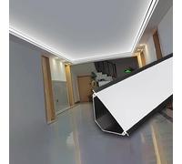 Perfil Aluminio TiraLed Moldura de Corona Negra con Canal LED, Iluminación de Zócalo con Canal de Aluminio de Montaje Superficial, Cubierta Difusora de Tira LED para Cornisa, Pladur y Techo(2.1m/6.9ft