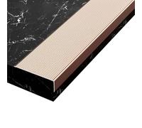 Perfil angular de borde de escalera en forma de L, longitud 100/134 cm, Perfil de protección de borde de escalón de aluminio antideslizante para interiores y exteriores(Rose gold,120cm/47 In)