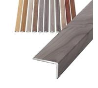 Perfil Autoadhesivo Protector de Esquinas Cantos, 90cm - Aluminio Tira de Transición de Suelo en L - Protector de Bordes - para Cantonera de Escalera Pared Esquinas(Grain Grey,L900xW30xH20mm)