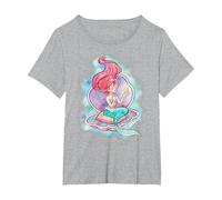Perfil de acuarela cantando de La Sirenita Ariel de Disney Camiseta, Mujer tallas grandes, Gris Jaspeado, 3XL Grande