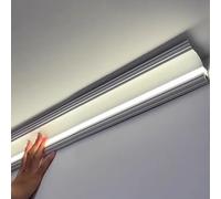 Perfil de aluminio con canal LED para iluminación indirecta de techo, moldura de cornisa impermeable para decoración de sala de estar, ideal para iluminación LED de riel