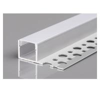 Perfil de aluminio de 2m para instalación empotrada, sistema de canal con cubierta de vidrio lechoso para tira LED, perfil H-13