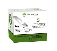 Perfil de aluminio de encastre de color blanco TL1204, barras de 2 metros para tiras LED con cubierta transparente o mate, tapas y ganchos de montaje incluidos COVER OPACA